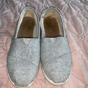 Grey and White slip on TOMS